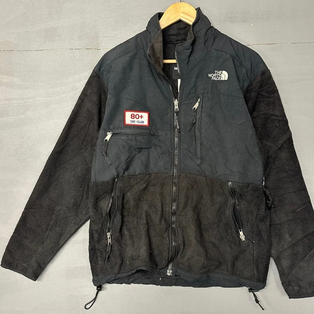 The North Face Denali Fleece Jacket‎ Mens Medium Black 80+ Ski Club Patch Zip Up